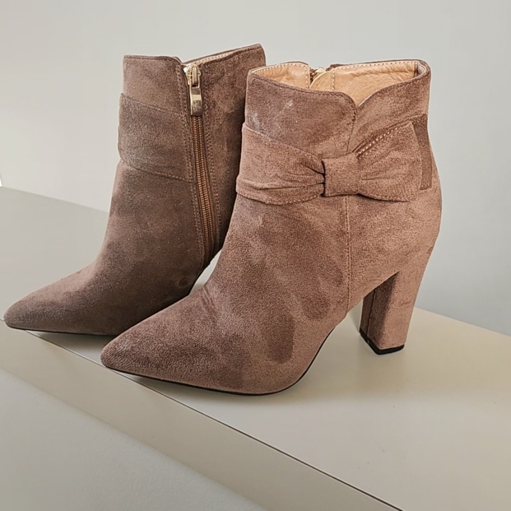 Tan Faux Suede Ankle Boots